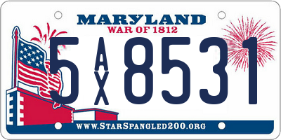 MD license plate 5AX8531