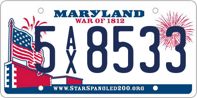 MD license plate 5AX8533