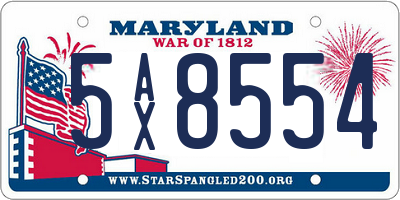 MD license plate 5AX8554