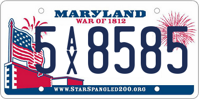 MD license plate 5AX8585