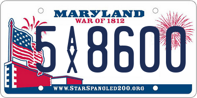 MD license plate 5AX8600