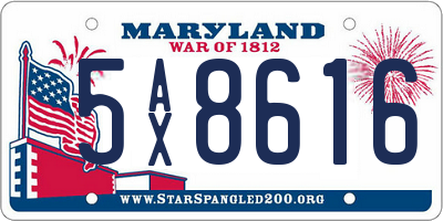 MD license plate 5AX8616