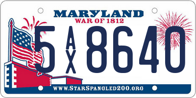 MD license plate 5AX8640