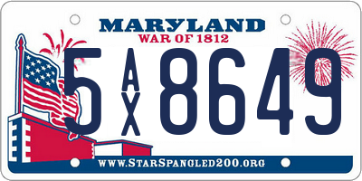 MD license plate 5AX8649