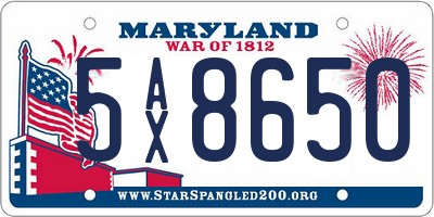 MD license plate 5AX8650