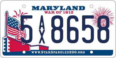 MD license plate 5AX8658