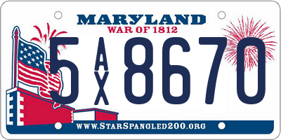 MD license plate 5AX8670