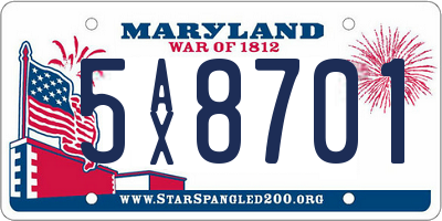 MD license plate 5AX8701