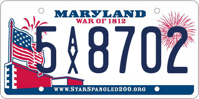 MD license plate 5AX8702