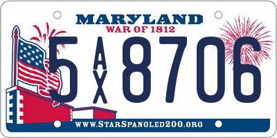 MD license plate 5AX8706