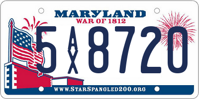 MD license plate 5AX8720