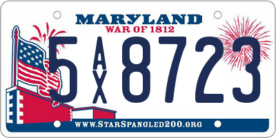 MD license plate 5AX8723