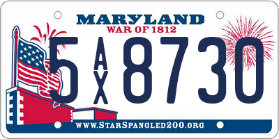 MD license plate 5AX8730