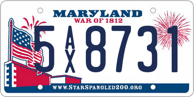 MD license plate 5AX8731