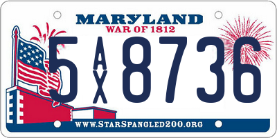 MD license plate 5AX8736