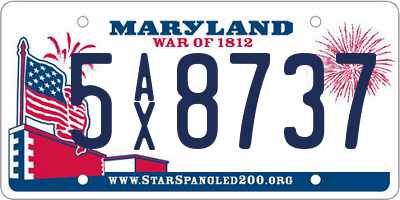 MD license plate 5AX8737