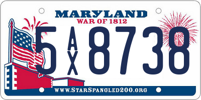 MD license plate 5AX8738