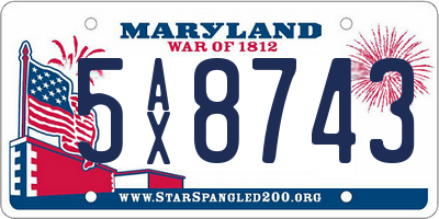 MD license plate 5AX8743