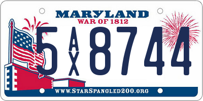 MD license plate 5AX8744