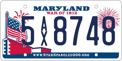 MD license plate 5AX8748