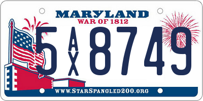 MD license plate 5AX8749