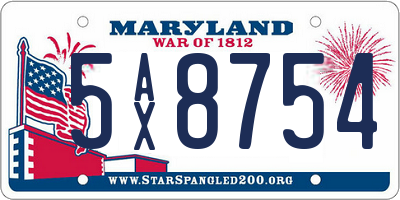 MD license plate 5AX8754