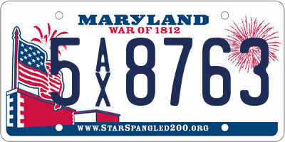 MD license plate 5AX8763