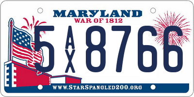 MD license plate 5AX8766