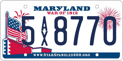 MD license plate 5AX8770