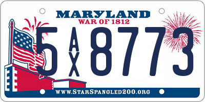 MD license plate 5AX8773