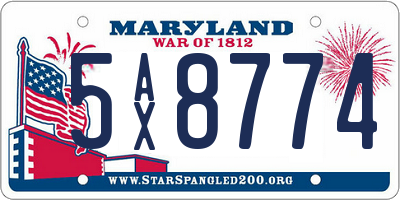 MD license plate 5AX8774