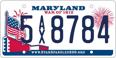 MD license plate 5AX8784