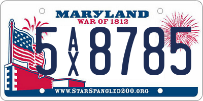 MD license plate 5AX8785