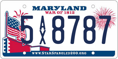 MD license plate 5AX8787