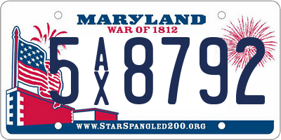 MD license plate 5AX8792