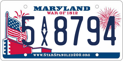 MD license plate 5AX8794