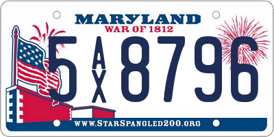 MD license plate 5AX8796