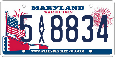 MD license plate 5AX8834