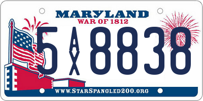 MD license plate 5AX8838