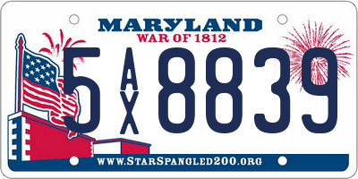 MD license plate 5AX8839