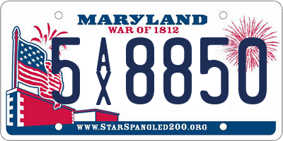 MD license plate 5AX8850