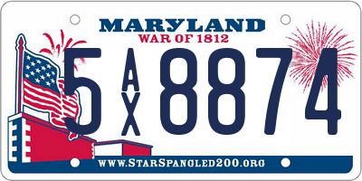 MD license plate 5AX8874