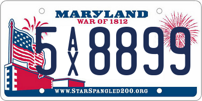 MD license plate 5AX8899
