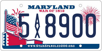 MD license plate 5AX8900