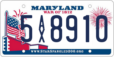 MD license plate 5AX8910
