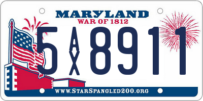 MD license plate 5AX8911