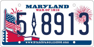 MD license plate 5AX8913