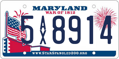 MD license plate 5AX8914