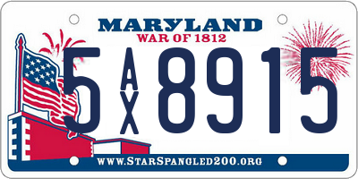 MD license plate 5AX8915