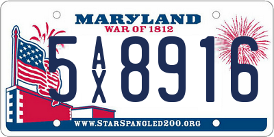 MD license plate 5AX8916